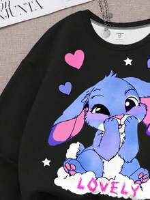 SHEIN Tween Girls' Casual Loose Fit Crew Neck Comfortable Long Sleeve Sweatshirt, Suitable For Autumn/Winter - Multicolor - View 5