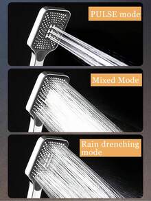 SHEIN 1Pc ABS Material 3-Mode Pressurized Shower Head With Large Panel And Electroplated Surface Home Bathroom Decor Fall Decor Bathroom Accessories