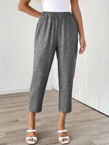 EMERY ROSE Pantalones casuales de unicolor para mujer - Gris Oscuro - Ver 4