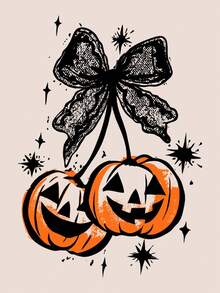 EMERY ROSE Kaos Halloween Ukuran Besar, Kaos Grafis Ukuran Besar untuk Streetwear, Atasan Musim Panas Lengan Pendek yang Lucu - Aprikot - View 3