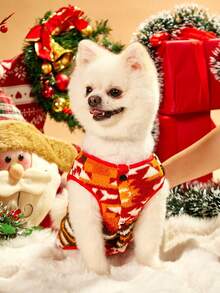 PETSIN 1件双面羊毛圣诞图案狗狗外套背心 - 彩色 - 查看 3
