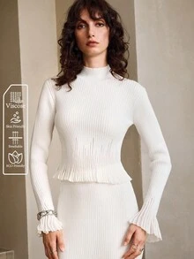 Arave 白色针织毛衣和裙子套装，时尚 - 白色 - 查看 2