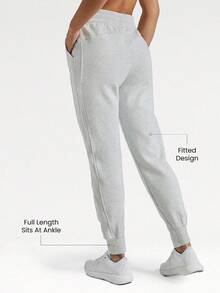 GLOWMODE Cotton-Blend Fleece Regular Fit Adjustable Waist Pocket Joggers Cozy Warm Fall Winter - Grey - View 2