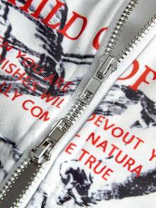 PAVTROS Manfinity Streetrush 男士街头风 INS 配套天使花卉元素复古涂鸦风格户外音乐节夜店男友老公礼物周年纪念礼物，保暖内衬卫衣裤套装，秋冬服装 - 白色 - 查看 2