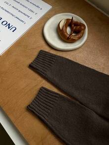 Franclia Áo khoác cardigan nữ thanh lịch tối giản đa năng - Cà phê nâu - Xem 2