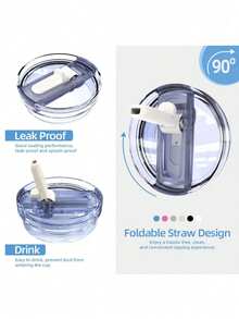 SHEIN 1 件 2 件 40 盎司玻璃杯替换盖 - 防漏翻盖吸管盖，白色、黑色、米色、蓝色、粉色，兼容 40 盎司杯配件 - 彩色 - 查看 3