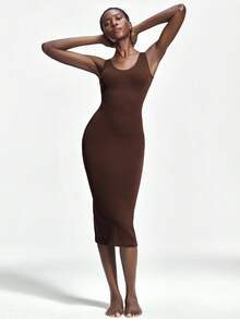 SHAPORA 女士纯色简约吊带紧身连衣裙，日常穿着