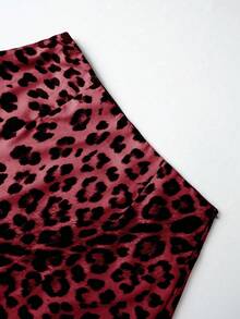 EMERY ROSE Chân váy dài họa tiết da báo cho mùa xuân và mùa hè - Màu Đỏ Sâu - Xem 4