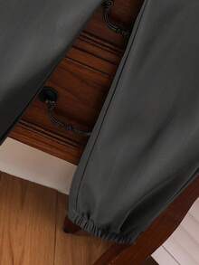 SHEIN Tween Boy Casual Cargo Pocket Gray Jogger Pants, Versatile For Daily Wear, School, All Seasons,Winter,Fall - Dark Grey - View 4