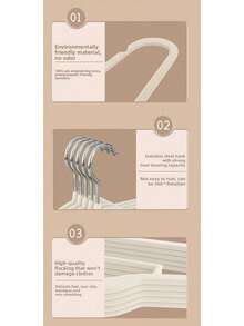 SHEIN 1pc/10pcs/20pcs Black, White, Pink, Gray Plush Clothes Hanger For Home Use, With No Trace, Anti Shoulder Corner, Anti Slip, Unable To Lift Bags, Clothes Drying Support, Organizer, Dry And Wet Dual-Use