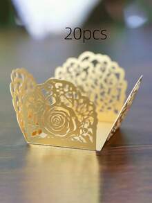 20个蕾丝纸糖果盒 - 优雅甜点杯，带磁性翻盖，适用于婚礼回礼、母亲节礼物和烘焙工具收纳 - 彩色 - 查看 9