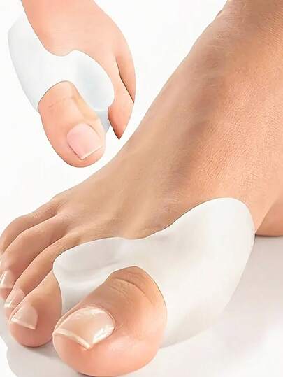 SHEIN 1 par de separadores de dedos de silicona blanca - Soporte ultra suave para juanetes para el cuidado de los pies y alivio del dolor