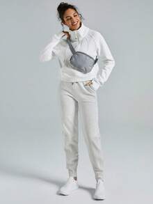 GLOWMODE Cotton-Blend Fleece Regular Fit Adjustable Waist Pocket Joggers Cozy Warm Fall Winter - Grey - View 5