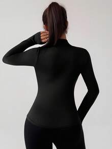 DAZY Women's Fitted Waist Thermal Lined Casual Sports Jacket - Black - View 6