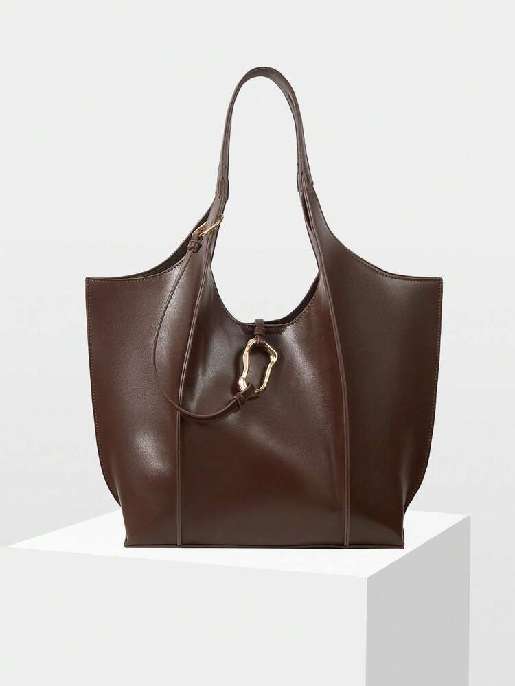 PU LEATHER IRON ORNAMENT SHOULDER BAG
