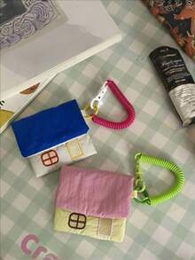 Joivida Creative Dopamine-Colored Small House Headphone Bag, Thickened Anti-Fall Portable Pendant Headphone Protective Cover, Cute - Multicolor - View 2