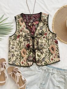 Soleia Blusa de tirantes de tela texturizada con estampado tropical retro para mujer talla grande