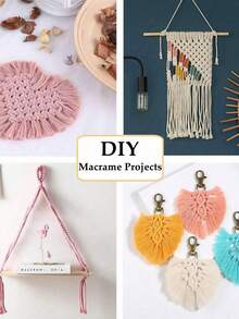 SHEIN Dây thừng Macrame 1/2/3/4mm*100m, lõi tự nhiên, bện, dùng để treo tường, trang trí nhà cửa, gói quà, đồ thủ công, sợi dày 4 lớp. - trắng - Xem 5