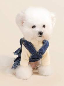 PETSIN 1 Bộ quần áo cho thú cưng, áo liền quần màu xanh mát mẻ, phù hợp làm trang phục thường ngày và thời trang cho chó. - Màu xanh lam - Xem 5