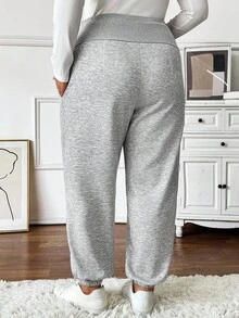 SHEIN 大码孕妇高腰休闲羊毛裤，秋冬