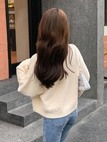 DAZY Drop Shoulder Fluffy Knit Button Front Cardigan,Long Sleeve Tops,Fall Clothes Jacket