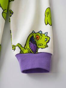 Nick 90s | SHEIN 男宝宝卡通绿色恐龙印花白色休闲可爱连体衣秋冬款 - 綠色 - 查看 3