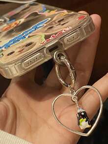 Zazumi 1 Piece Hand-Painted Love Penguin Keychain, Heart-Shaped Style Bag Pendant, Sweet And Fashionable Pendant, Bridesmaid Gift, Key Lanyard, Beach Vacation - Multicolor - View 2