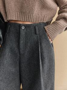 Dazy-Less Women's Casual Knitted Blend Bermuda Shorts, Autumn/Winter Business Casual Woman - Grey - View 6