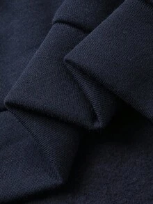 DAZY 男童抓绒卫衣，休闲宽松版型字母印花街头风，秋季连帽衫 - 藏蓝色 - 查看 8