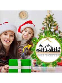 SHEIN Bộ tượng Chúa giáng sinh bằng kim loại cho Giáng sinh, trang trí trong nhà, cảnh Chúa giáng sinh bằng kim loại màu đen với đế gỗ, bộ tượng người Giáng sinh, đồ trang trí bàn Giáng sinh, đồ trang trí bàn Giáng sinh - màu đen - Xem 5