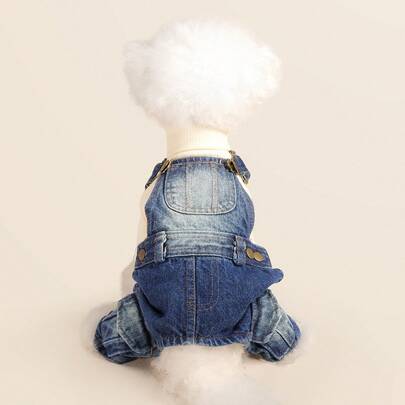 PETSIN 1 Bộ quần áo cho thú cưng, áo liền quần màu xanh mát mẻ, phù hợp làm trang phục thường ngày và thời trang cho chó.