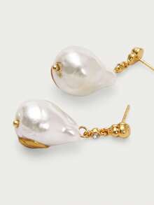 Opalesca 1 对珍珠/珍珠母，金属，不对称，水钻装饰耳环，适合派对、休闲、工作、优雅、可爱、奢华、婚礼、节日、度假、露营、Y2K、妈妈、女士、女孩、秋季、冬季、节日、假日、度假、老钱、万圣节