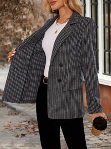 EMERY ROSE Blazer da donna con doppio petto e bavero, manica lunga, di moda per l'autunno/inverno