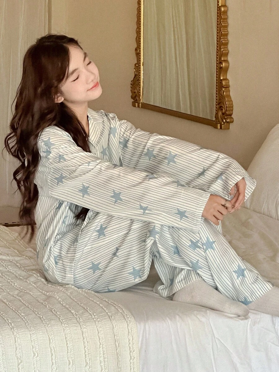 DAZY Teens/Girls Loose Fit All-Over Print Casual Homewear, Sweet Style, Autumn