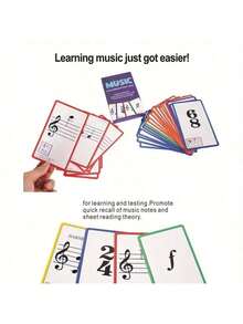 SHEIN 50-Piece High-Quality Music Flashcards Set, Suitable For Beginner Musicians, Music Reading And Terminology Study, Ideal For Adult Piano Learners, Piano Study Note Cards, Great For Educators To Use