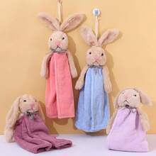 1/2 Packs Coral Fleece Hanging Hand Towels For Bathroom&Kitchen,Super Soft Rabbit Design Appease Towel, Super Soft Water Absorbent Decorative Hand Towels Cleaning Cloth Dish Cloths Kitchen Towel - Multicolor - View 5