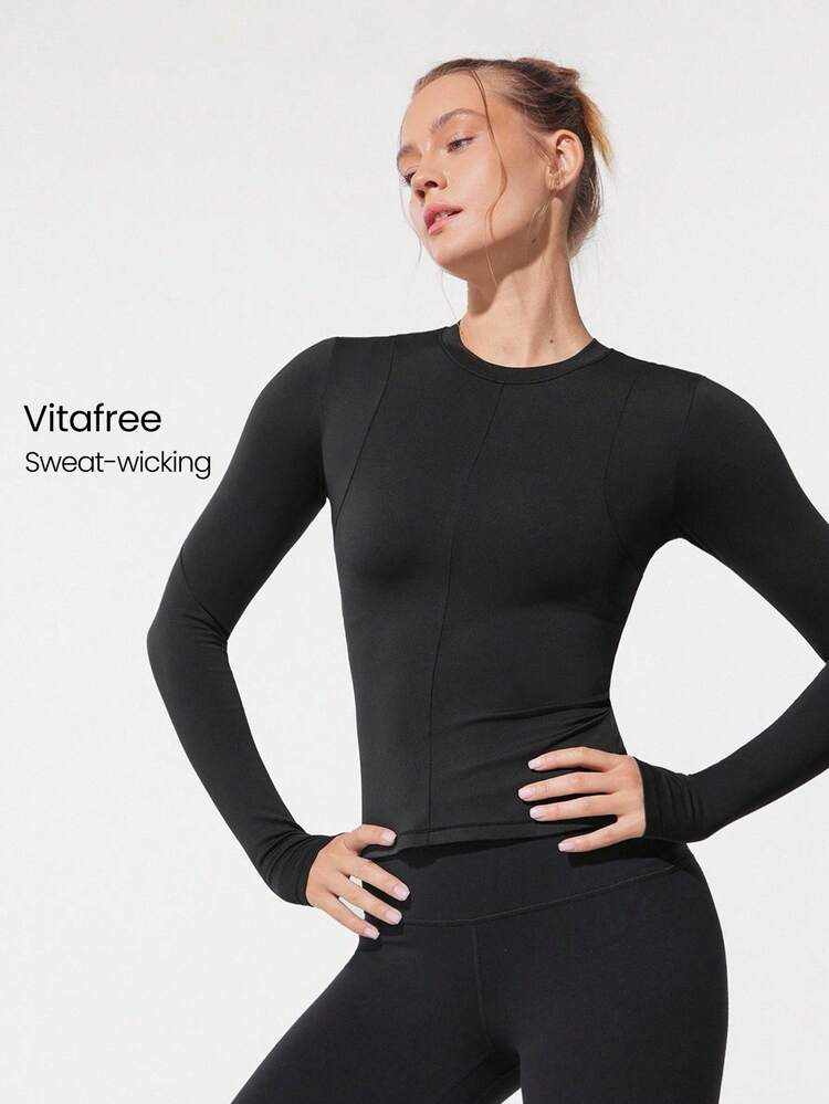 Slim Fit Warm Waist Length Knit Long-Sleeve Top With Thumbholes Running Jogging Hiking Gym Training Daily Active Wear Sweat-Wicking