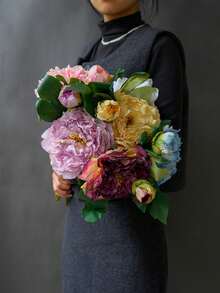 1pc Realistic New 2-Head Peony Vintage Style Home Living Room Decoration Fake Flower Arrangement, Valentine's Day, Gift