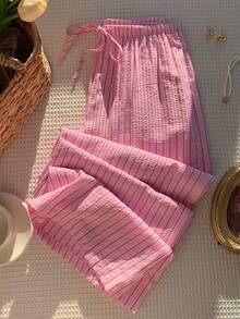 Solflare Plus Size Women Spring/Summer Casual Striped Pants - Multicolor - View 3