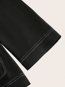 Modelyn 2件套女士通勤束腰衬衫和中长裙 - 黑色 - 查看 7