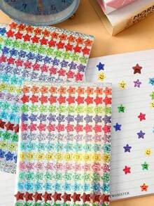 3000 Hình dán ngôi sao lấp lánh, thiết kế hình mặt người, 1500 miếng dùng để khen thưởng học sinh và theo dõi hành vi, đồ dùng dạy học tự dính. - Nhiều màu - Xem 6