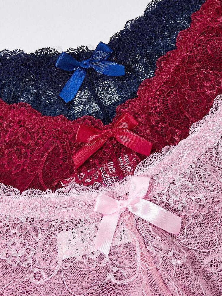 Conjunto de 3 piezas de lencería sexy con entrepierna abierta para tallas grandes - Multicolor - Añade 4