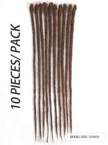 Boho Braids Loc Extensions 真人发 10 股永久性辫子接发 真人发 8 英寸 - 20 英寸 向上 0.6 厘米 向下 0.4 厘米宽 100% 永久性真人发接发 可染色 漂白 卷曲 手工 Loc Extensions 男女通用 棕色 - S4 - 查看 3