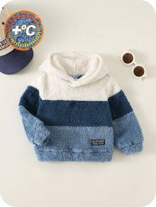 SHEIN 可爱撞色蓬松长袖卫衣，适合男宝宝，男女通用，适合宝宝冬季和深秋穿着 - 彩色 - 查看 4