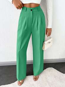 SHEIN Tall Pantaloni a vita alta con pieghe e gamba ampia per donna, taglia alta