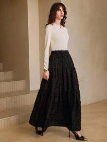 Arave Women's Ribbed Knit Material Straight Shoulder Waist Version Lace Lapel Daily Commuting Bottoming Top Fall Women Clothes Women's Dress Shirt  Fall Clothes For Women Going Out Tops For Women - Beige - View 5