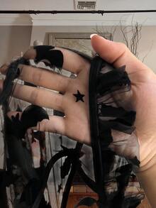 Whyspr Váy dạ hội Halloween Bat cỡ lớn cho nữ, có dây buộc, dự tiệc - màu đen - Xem 4