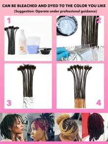 Boho Braids Real Human Hair Dreadlock Extensions 4/30 10 Strands 8 Inch - 20 Inch Up 0.6cm Down 0.4cm Width 100% Permanent Human Hair Loc Extension Can Be Dyed Bleached Curled Handmade Loc Extension For Men Women 10 Strands Brown 4/30 Color - S4/30 - View 5