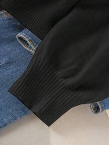 CosyJoli Suéter holgado con escote en V y espalda descubierta con estampado de corazones en beige para tallas grandes