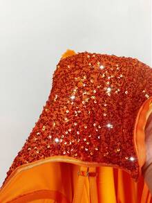 Amplova 大码女式万圣节精灵角色扮演亮片羽毛装饰连衣裙 - 橘色 - 查看 14